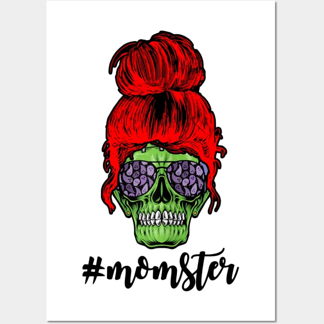 Crazy Red Hair Momster Skull Mom Funny Redhead Wall Art by CesarHerrera